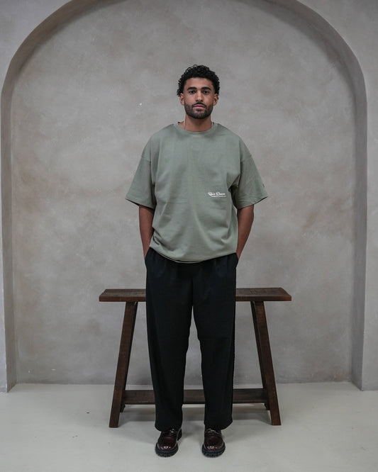 T-SHIRT OVERSIZED MINIMALISTE — KAKI