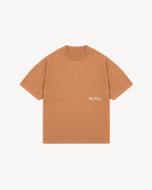 T-SHIRT OVERSIZED MINIMALISTE — OCRE